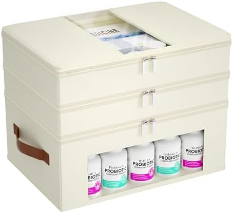 3-Tier Medicine Cabinet Organizer, Fabric Medicine Organizer Beige