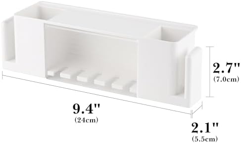 5 Slots Wall Mount Toothbrush Holder with Cover, Self Adhesive Toothbrush Storage Organizer for Shower, Toothpaste & Toothbrush Hanger for Bathroom, Medicine Cabinet, Dorm (White Large)