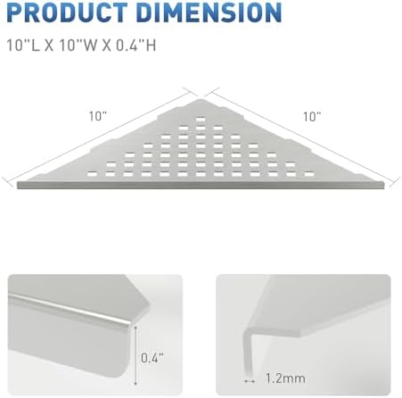 lives Shower Corner Shelf 2 Pack, 10-in 304 Stainless Steel, Silver Square