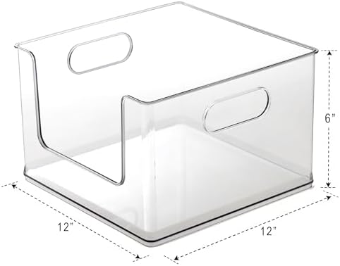 BINO | Stackable Plastic Storage Bins, Open-Front - Clear | THE CLARUS COLLECTION | Pantry Organizers and Storage Containers | Fridge Organizer Bins | Kitchen Cabinet Organizer | Medicine Cabinet Bin