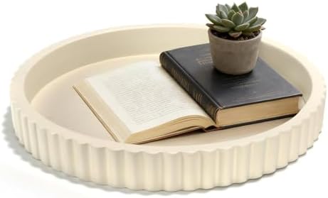 Decorative Tray for Coffee Table, 12'' Resin Round Tray for Home Decor