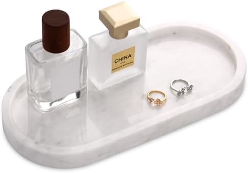 Natural Marble Tray Oval, White, 10 x 5 x 0.6