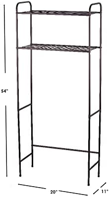 Home Basics 2 Tier Over The Toilet Bathroom Space Saver, Metal Bathroom Shelf Storage Unit, Anti-rust (Bronze)