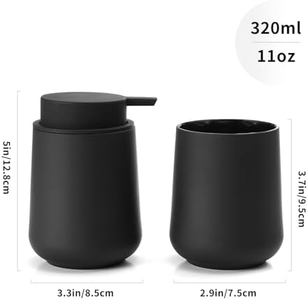 YAUKPH Bathroom Soap Dispenser and Toothbrush Holder Matte Black