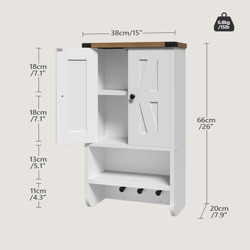 MAHANCRIS Bathroom Wall Cabinet, Farmhouse Wall-Mounted Medicine Cabinet
