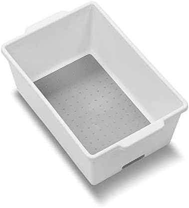 madesmart Small Deep Storage Bin, Multipurpose Organizer for Kitchen, Bathroom & Office, Organizer for Cutlery, Peeling Tools, Spatulas, Non Slip, Soft Grip Lining, Durable, White