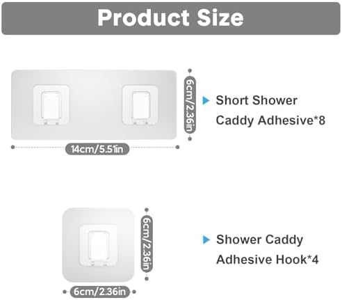 Shower Caddy Adhesive Replacement Flat, Transparent Adhesive Hooks