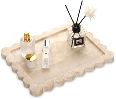 Scalloped Marble Decorative Tray, Travertine, 10.8 * 8