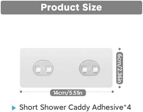 Shower Caddy Adhesive Replacement, Transparent Strong Adhesive Hooks, No Drilling, Waterproof, for Shower Caddy, Bathroom Storage Shelves and Kitchen Racks (Double*4pcs)