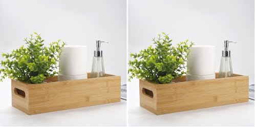 Toilet Tank Paper Basket for Back of Tank Top, Bamboo Bathroom Storage for Organizing (15 x 6 x 4 inch) (Pack of 2)