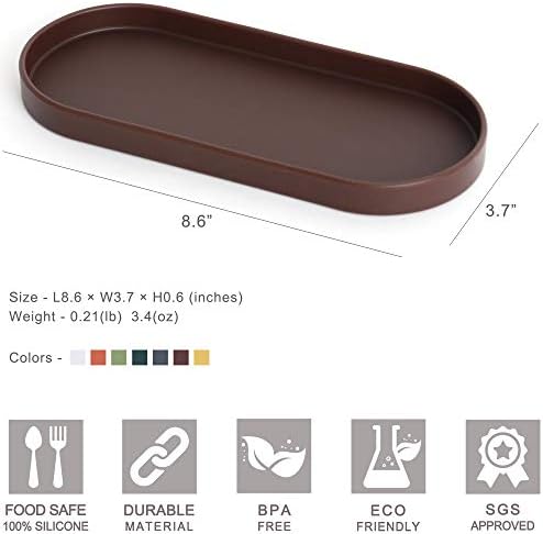 Lazy K Silicone Tray - Small Vanity Tray Organizer - Spoon Rest Holder - Multi-Purpose Modern Kitchen Sink, Bathroom, Counter Organizer (Grey)