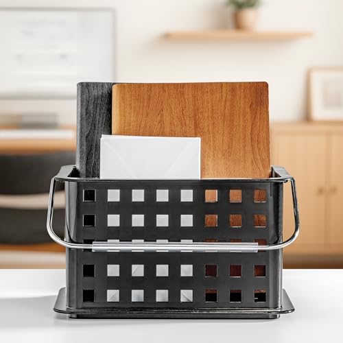 iDesign Stackable Shower Basket with Handle, Black, Set of 3