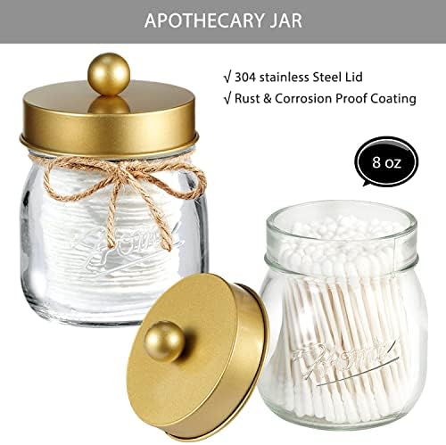 SheeChung 8PCS Mason Jar Bathroom Accessories Set Complete - Gold