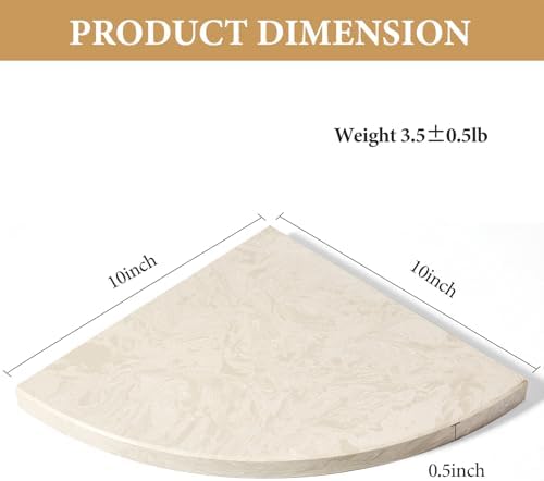 Koville Italian Natural Marble Corner Shelf, 2 Pcs Wall Mounted Marble Bathroom Corner Shelves Organizers, Polished Stone Corner Shower Caddy, No Drilling Adhesive Shower Caddies - Khaki Rose