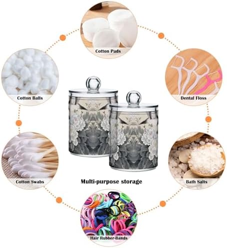 MNSRUU 4 Pack Qtip Holder Organizer Dispenser Retro Ink Peony Wild Goose Bathroom Storage Canister Cotton Ball Holder Bathroom Containers for Cotton Swabs/Pads/Floss