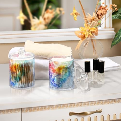 MNSRUU 4 Pack Qtip Holder Organizer Dispenser Pink Hearts Bathroom Containers Bathroom Vanity Storage Canister Apothecary Jars for Cotton Swabs/Pads/Floss