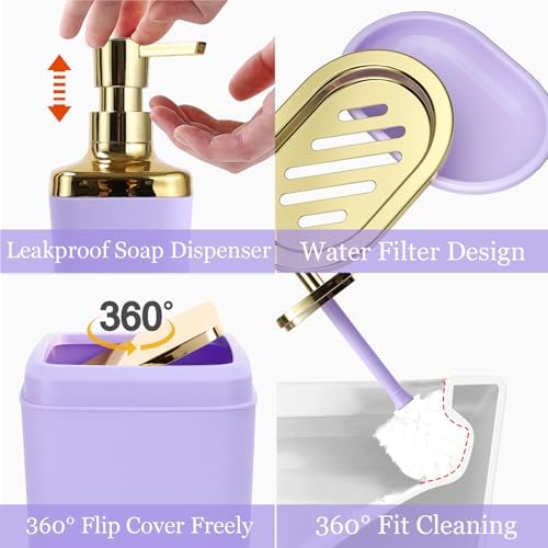 XLHOMO Purple Bathroom Set, Bathroom Sets with Shower Curtain and Rugs