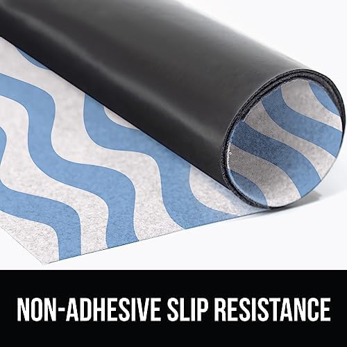 GORILLA GRIP LeakGuard Under Sink Mat, 24x24 Waves Sky Blue White
