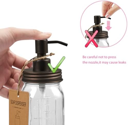 SheeChung 2 Piece Mason Jar Soap Dispenser and Toothbrush Holder Set,Bronze