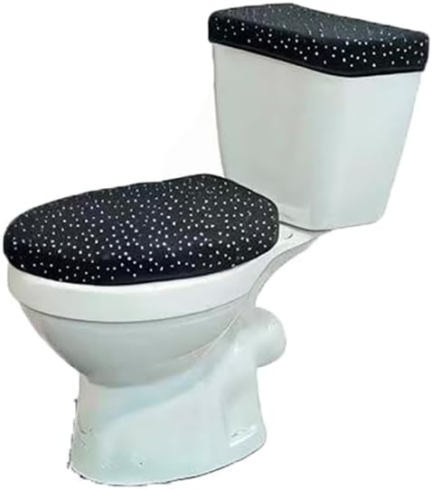 Madeals Memory Foam Bathroom Toilet Rug Set 4 Piece with Toilet Lid Cover and Tank Covers Shiny Black Specks