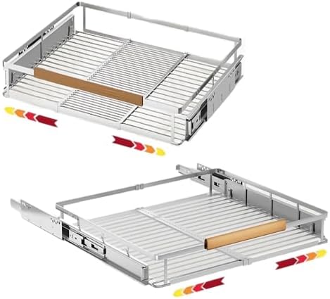 23.2~39.99"x22.5" Pull Out Cabinet Organizer，2Pack Expandable Sliding Cabinet Shelves，Side Mounting