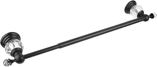 Crystal Black Towel Bar, Adjustable 24 INCH Bathroom Towel Holder Bar, Matte Black Single Towel Rack Hanger Home Towel Holder Rod for Bathroom Wall Mounted