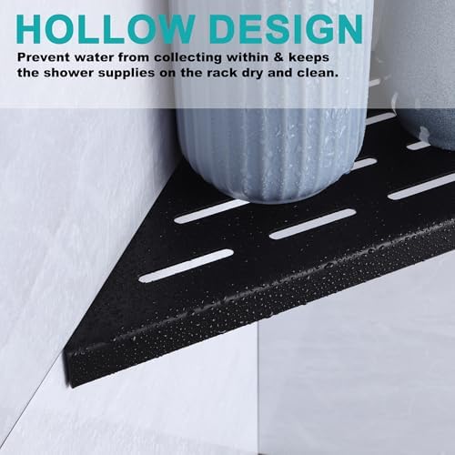 10" Corner Shower Shelf, 1-Pack Bathroom Shelves for Tile Walls, SUS304 Stainless Steel Recessed Shower Shelf, Grout in Corner Organizer Shelves, Matte Black