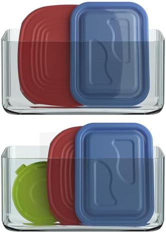 MaraFansie 2 Pack Plastic Lid Organizers - Inside Cabinet for Kitchen, No Drilling Wall Mount Container Holders for Tupperware, Food Storage, Clear Gray