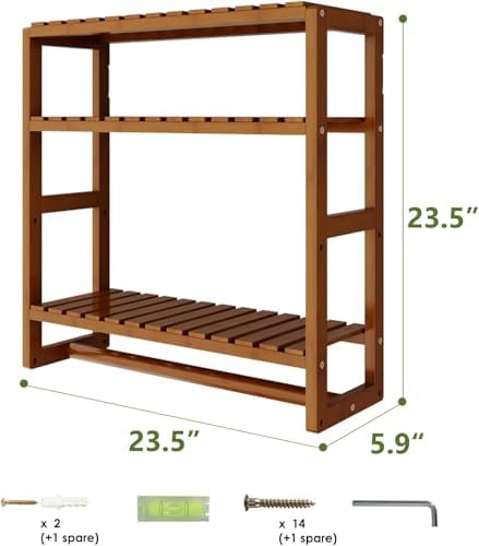 Galood Over The Toilet Storage Bathroom Shelves Wall Mounted 3 Tier Brown-L