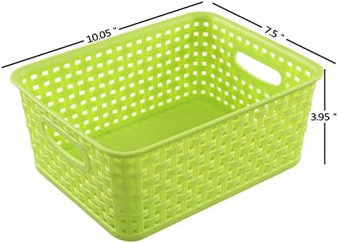Plastic Storage Woven Basket Bins, 6 Packs