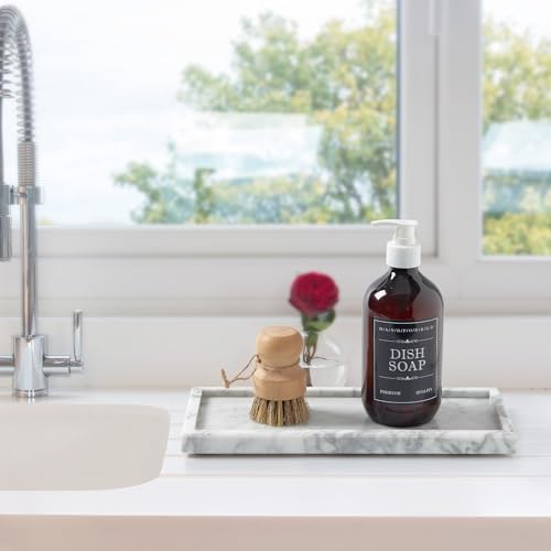 Natural Marble Vanity Tray, Stone Organizer for Bathroom & Kitchen