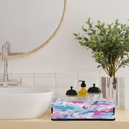 Storage Basket Set of 2 Colorful Camo Small Baskets for Organizing Fabric Storage Baskets with Handles for Shelves Bathroom Toilet Tank Top