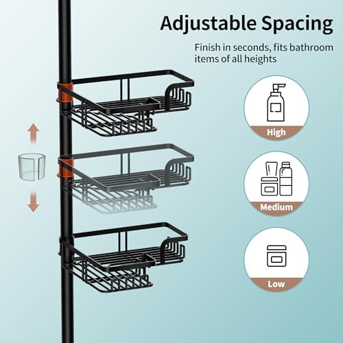 KEGII Corner Shower Caddy Tension Pole, Stainless Steel Shower Organizer
