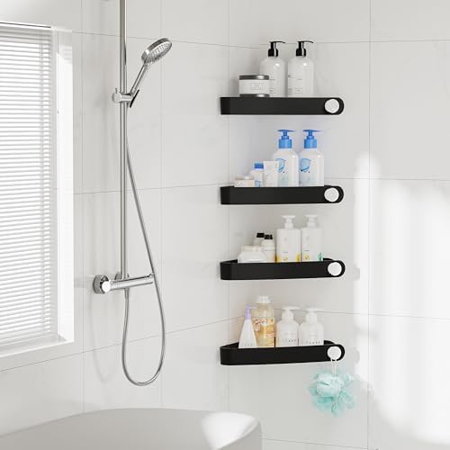 Sotfamily Plastic Shower Caddy Corner (for 90° Only), 4 Pack, Black