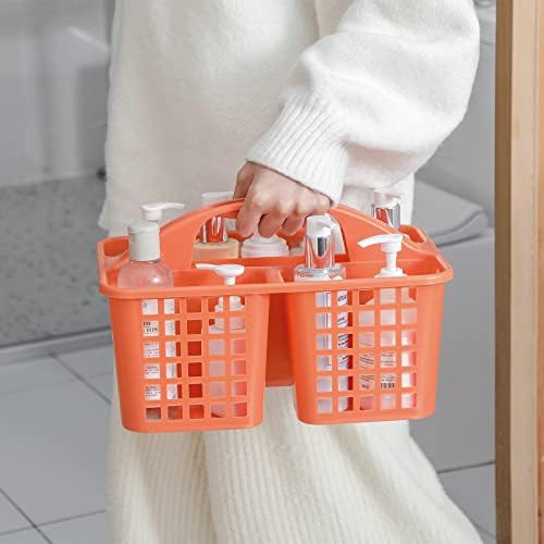 Portable Shower Caddy Basket Plastic Storage Basket with Compartment Orange