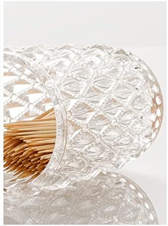 Fashion Luxury Glass Swan Shape Q-Tip and Cotton Ball Swab Holder Toothpick Holder Container Dispenser Organizer with Lid for Bathroom Kitchen (White)