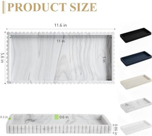 Silicone Bathroom Tray Vanity Tray Kitchen Counter Decor, Large, Marble