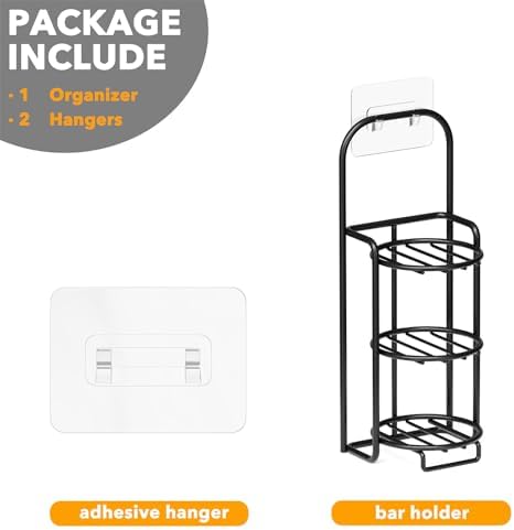 SpaceAid 3 Tier Shampoo Bar Holder for Shower, Self Draining Soap Bar Holders Caddy for Bathroom Wall and Kitchen Sink, Shampoo Bar Dish Rack, Stainless Steel Bar Soap Holder (Black)