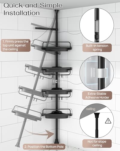 Corner Shower Caddy Tension Pole for Shampoo Holder, Stainless Steel Rod