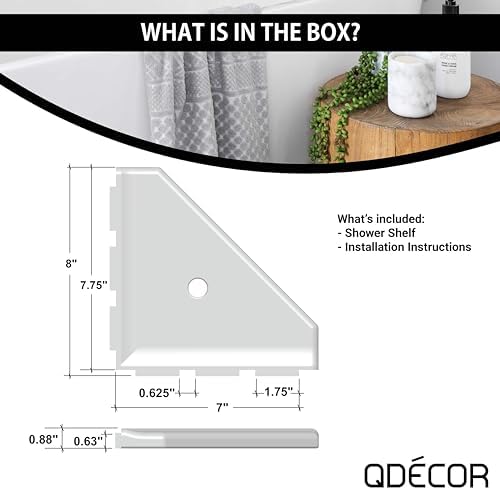 Questech 8" Corner Shower Shelf - Lugged for New Construction, Shower Organizer for Tiled Walls, Corner Caddy Soap Dish Bathroom Storage, Geo Lugged, Gold Finish