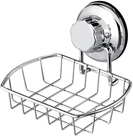iPEGTOP Super Powerful Vacuum Suction Cup Soap Dish Soap Saver - Rustproof 304 Stainless Steel Sponge Soap Holder for Bathroom, Shower, Sink, Kitchen