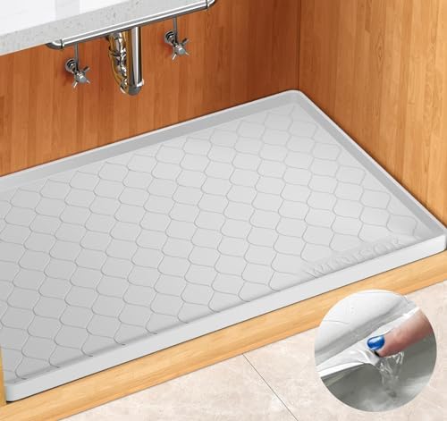 Winisok Waterproof Under Sink Mat 28" x 22", Silicone Mat, White