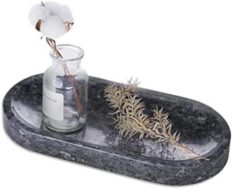 Koville Norwegian Natural Granite Bathroom Tray, 12"x6" Vanity Sink Tray for Kitchen, Decorative Tray, Bathroom Countertop Organizer for Perfume, Candles, Jewelry(Blue Pearl)