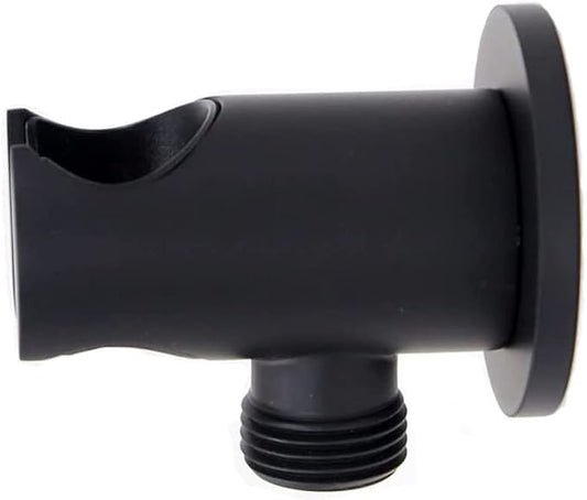 Shower Wand Wall Mount Hand Held Head Holder With Hose Connector for System Faucet Set Handheld Handle Sprayer Bracket Attachment, Hose Adapter Matte Black