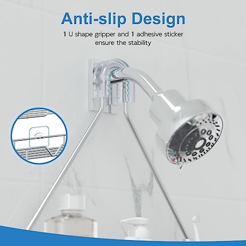 TreeLen Rustproof Shower Caddy, Hanging, Stainless Steel, 4 Hooks, 2 Shelves, Non-Slip