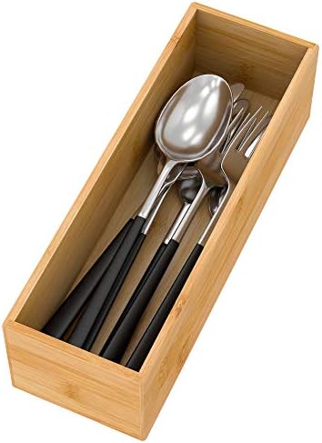 Bamboo Kitchen Drawer Organizer 9"x 3", Storage Box for Utensil Organizer