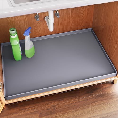 FLATO Waterproof Under Sink Mat, 25" x 22", Dark Gray