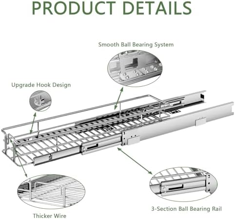 Pull Out Cabinet Organizer 7½" W x 21½" D, Heavy Duty Cabinet Pull Out Shelves, Slide Out Drawers Organization for Kitchen Cabinets Bathroom