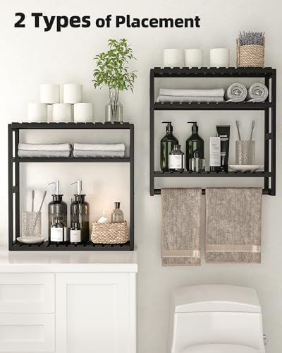 Galood Over The Toilet Storage Bathroom Shelves Wall Mounted 3 Tier Black
