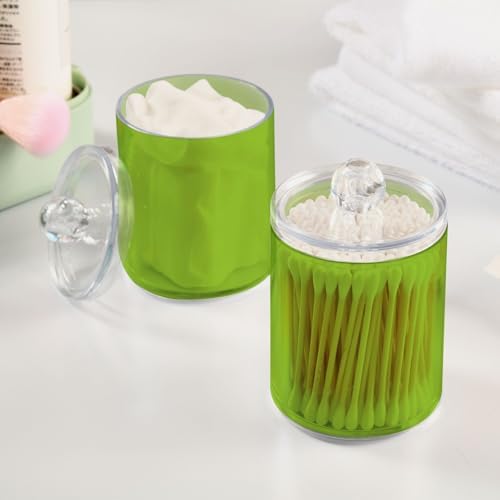 Gredecor 4 Pack Yellow Green Qtip Holder Organizer Dispenser Clear Bathroom Storage Canister Cotton Ball Holder Bathroom Containers for Cotton Swabs/Pads/Floss